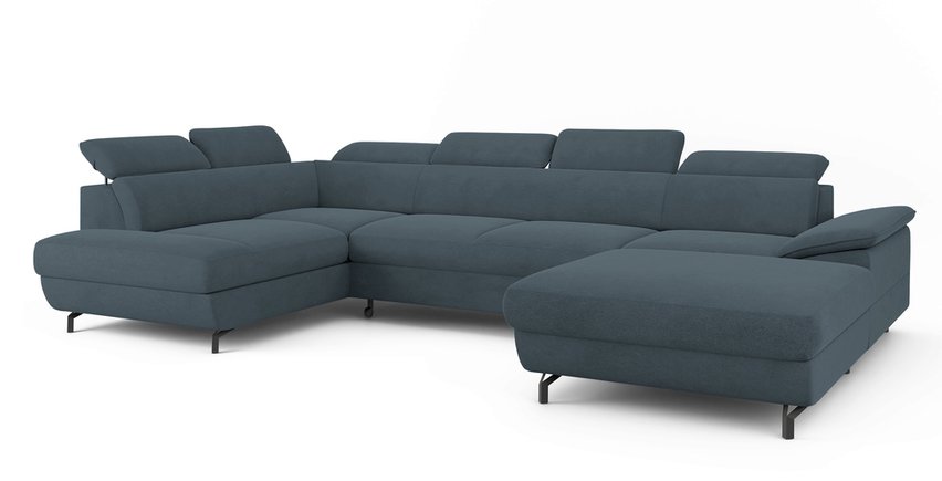 Corner sofa with sleeping function Lambo U-shaped Castel 79 with container, black legs, left-hand side