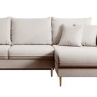 Volio velvet corner sofa with sleeping function, hydrophobic, golden legs