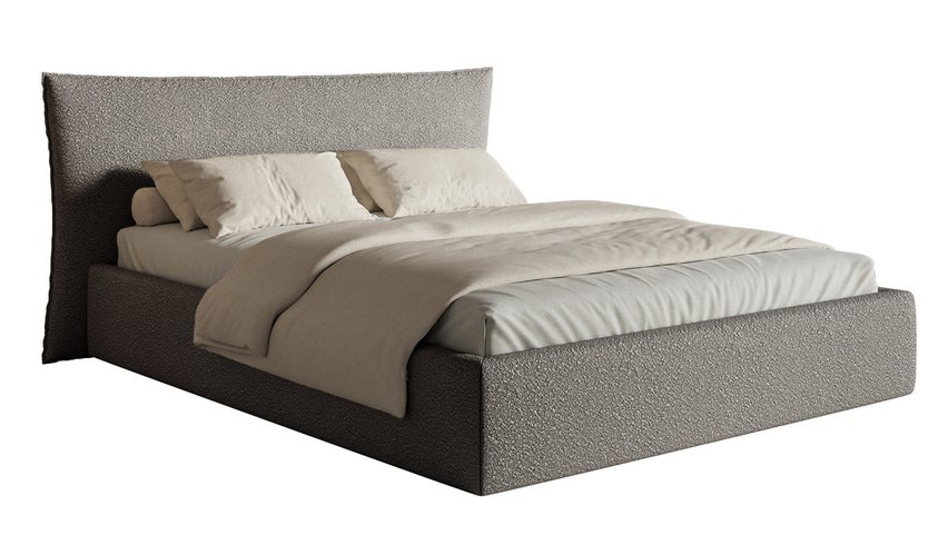 Upholstered bed 140x200 cm Softie with container, metal frame Legend 04 boucle