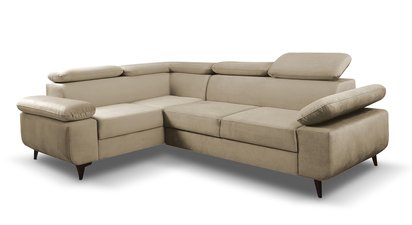 Corner sofa with sleeping function Beraus Castel 15 in hydrophobic velvet fabric, left-hand side