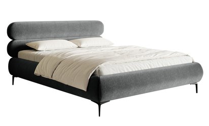 Upholstered bed 160x200 cm Roule Amon 11 hydrophobic velvet black legs