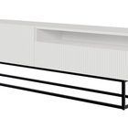 Veldio TV cabinet with a milled front and a 175 cm recess, white with black legs (MILOMAR FRAME)