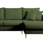 Volio velvet corner sofa with sleeping function, hydrophobic, golden legs