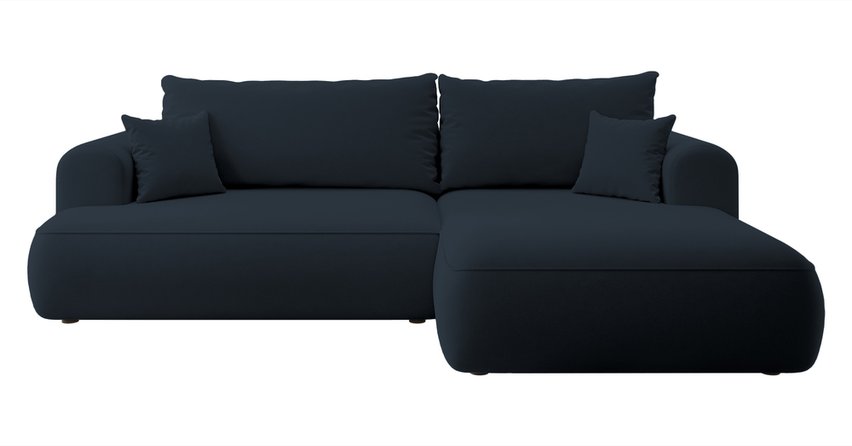 Ovo L-shaped corner sofa with sleeping function with a container in easy-to-clean fabric