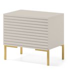 Lammelo gray beige bedside table with golden legs