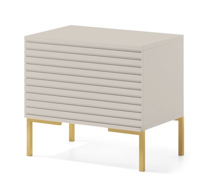 Lammelo gray beige bedside table with golden legs