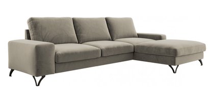 Corner sofa with sleeping function Bewello L-shaped with storage Matt Velvet 09 easy-cleaning hydrophobic velvet right-sided