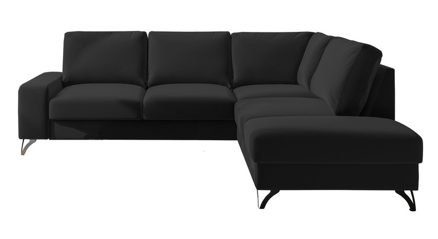 Corner sofa with sleeping function Bewello L-shaped with side and container Matt Velvet 99 easy-cleaning hydrophobic velour right-hand side