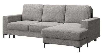 Mokpeo L-shaped corner sofa with sleeping function with two containers on black legs Sorella 84 chenille right-hand side