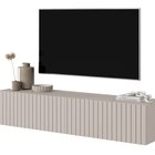 Telire TV cabinet 138.6 cm Gray beige with lamella front