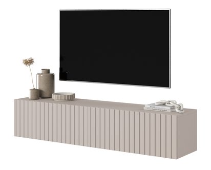 Telire TV cabinet 138.6 cm Gray beige with lamella front