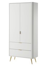 Oval two-door wardrobe with drawers 92 cm, white