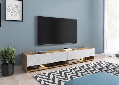 TV cabinet Wander 180 cm wotan / white gloss (Lighting: No)