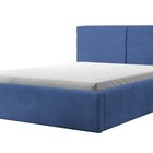 Upholstered bed 140/200 cm Farese navy blue Poso 05 with container and gas actuator corduroy