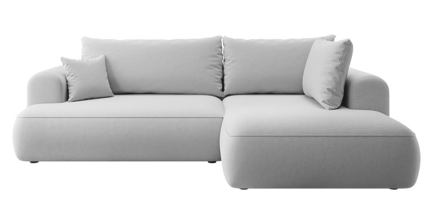 Ovo II L-shaped corner sofa with sleeping function Castel 80 with side and container, easy-to-clean velvet, right-hand