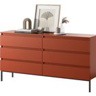 Bemmi six-drawer chest of drawers, brick, with black legs