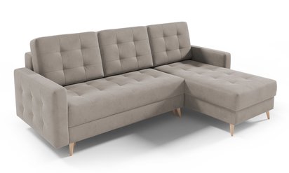 Corner sofa with sleeping function Halvad L-shaped Amon 16 with container hydrophobic velvet universal