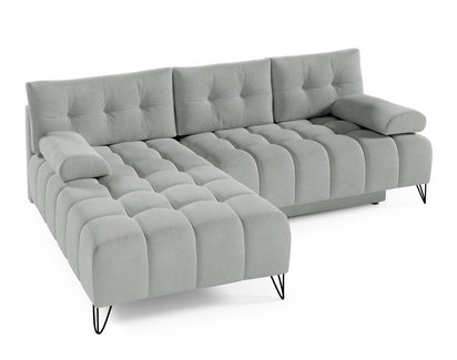 Bareli L-shaped corner sofa bed Amon 09 with a container, hydrophobic velvet, left-hand side