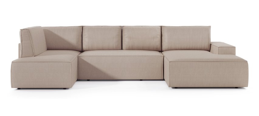 Corner sofa with sleeping function Farese New U-shaped with container right side (Fabric: Poso 02)