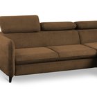 Corner sofa with sleeping function Drene Sally 04 with a container in a hydrophobic fabric, velvet legs, black, right-hand side