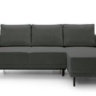 Rodario mini gray corner sofa with sleeping function with right-hand corduroy container