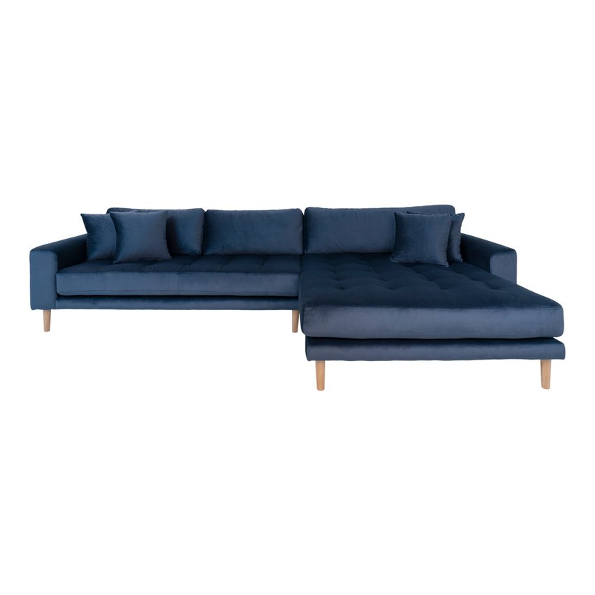 Corner sofa Dagmarri navy blue velvet right side