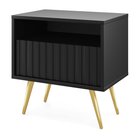 Bello bedside table with a drawer with a lamella front, black and gold legs