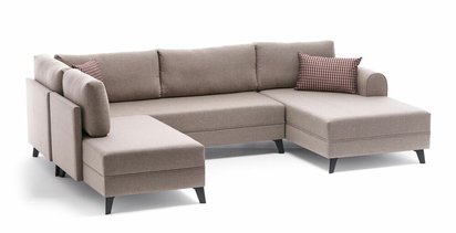 Muness U-shaped beige corner sofa bed