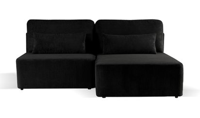 Corner sofa with sleeping function Moduliano L-shaped with storage universal black corduroy