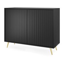 Bello chest of drawers with lamella fronts, 104 cm, black, with gold legs