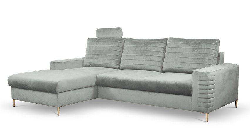 Buram L-shaped corner sofa bed with storage (Fabric: Velluto 15, Side: Left)