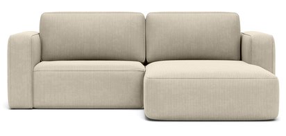 Bissari L-shaped right-hand corner sofa with sleeping function with Perla 15 corduroy container