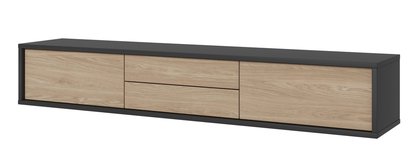 Moddern TV cabinet 180 cm with drawers and hanging option, anthracite / oiled oak