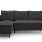 Rodario mini dark gray corner sofa with sleeping function with left-hand corduroy container