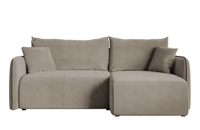 Mamla L-shaped Amon 16 corner sofa with sleeping function with a container, universal hydrophobic velor