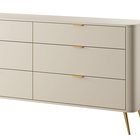 Oval chest of drawers with six drawers, 172 cm, Gray beige