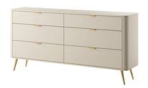 Oval chest of drawers with six drawers, 172 cm, Gray beige