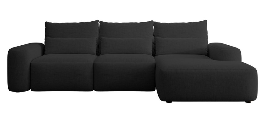 Corner sofa with sleeping function Carnos L-shaped with additional lumbar pillows Moly 99 hydrophobic chenille right-sided