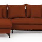 Corner sofa with sleeping function Cambiano L-shaped with container, red velvet, hydrophobic, left-sided