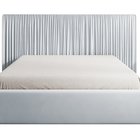 Upholstered bed 140x200 cm Toile with storage box and metal frame Opera light gray