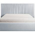 Upholstered bed 140x200 cm Toile with storage box and metal frame Opera light gray