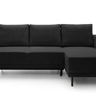 Rodario mini black corner sofa with sleeping function with right-hand corduroy container