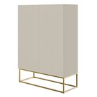 Veldio two-door chest of drawers with a milled front 90 cm Gray beige with gold legs