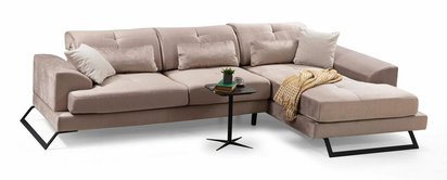 Corner sofa Terwince beige eco-leather right side