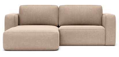 Bissari L-shaped left-hand corner sofa with sleeping function with Perla 10 corduroy container