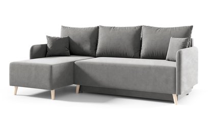 Corner sofa with sleeping function Dosso L-shaped Amon 09 with container hydrophobic velvet universal