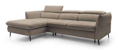 Beira corner sofa bed with storage, beige, right-hand side