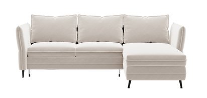 Corner sofa with sleeping function Arenosa L-shaped with storage universal cream hydrophobic velvet