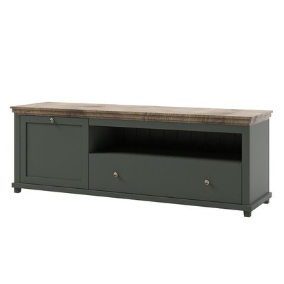 Euglia TV Cabinet 180 cm Green/Lefkas Oak 24ZRJU40 (Lighting: No)