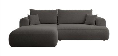 Ovo L-shaped corner sofa with sleeping function with a boucle container